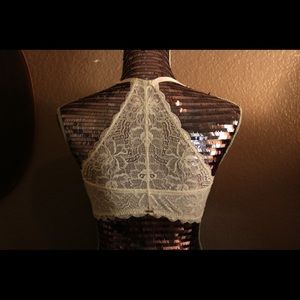 White lace front clasp bra