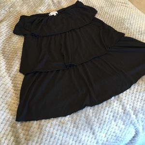 Black, layered Almost Famous strapless top