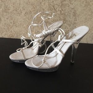 Frederick's of Hollywood  white lace up heels 10