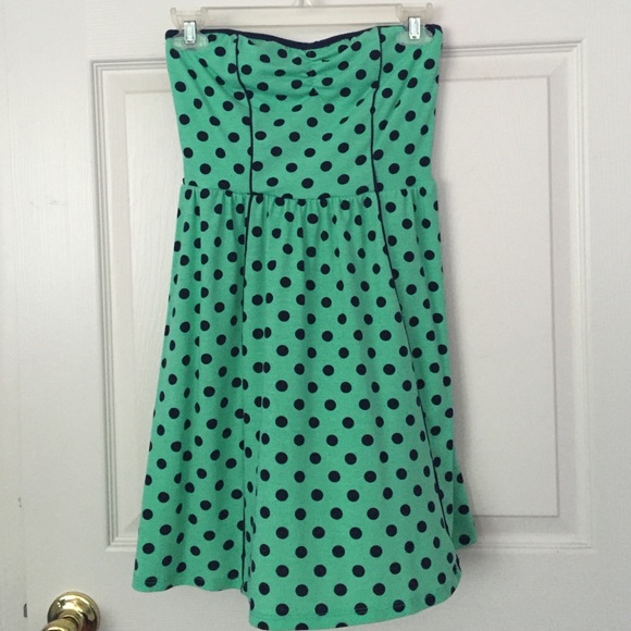 strapless polka dot dress
