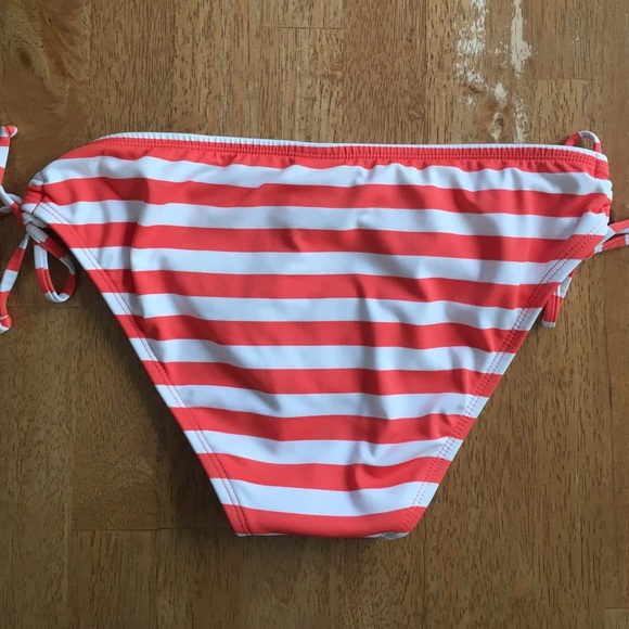 Orange Halter and Stripped Bottoms Bikini - Picture 2 of 4