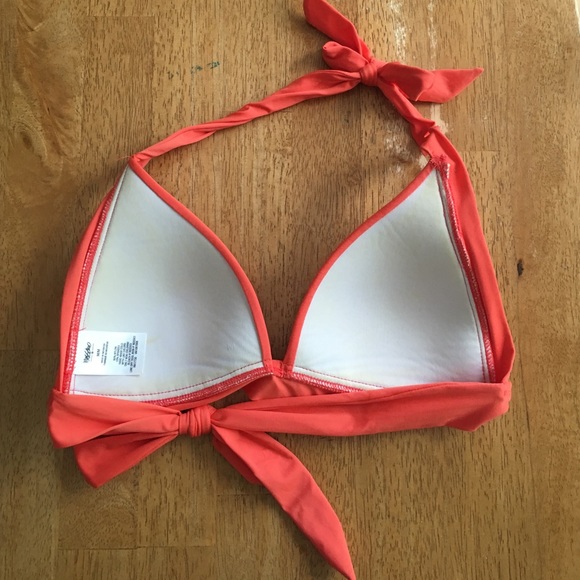 Orange Halter and Stripped Bottoms Bikini - Picture 3 of 4