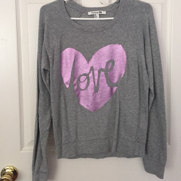 grey "love" sweater