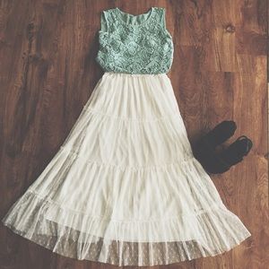 White tule and lace maxi skirt