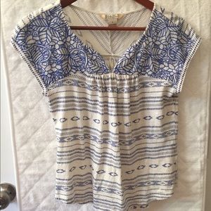 Lucky brand blue and white blouse