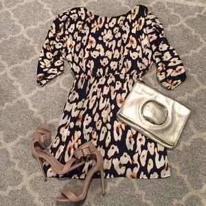 3/4 sleeve multi print dress