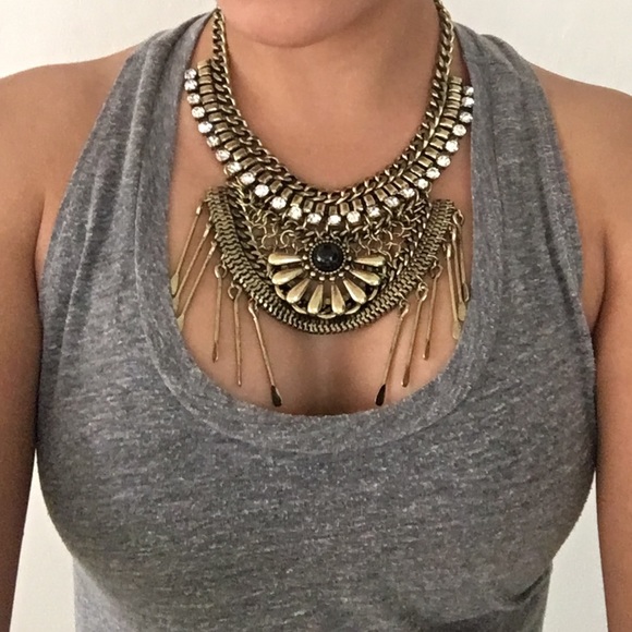 ⛔️SOLD⛔️stone and spoon charm statement necklace - Picture 2 of 3