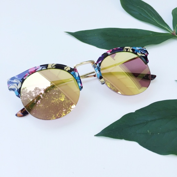 Accessories - NWT || Floral Mirrored Retro Cat Eye Sunglasses