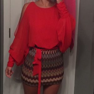 Orange and printed sexy dress