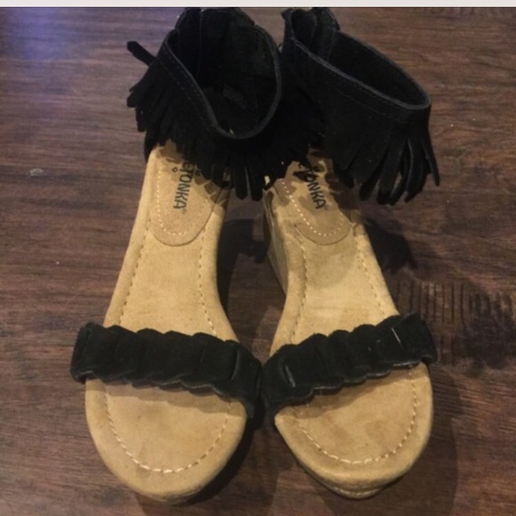 Minnetonka black suede wedge!  New without tag