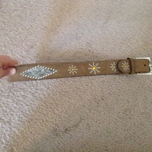 Ariat belt with rhinestones, studs and hair-on