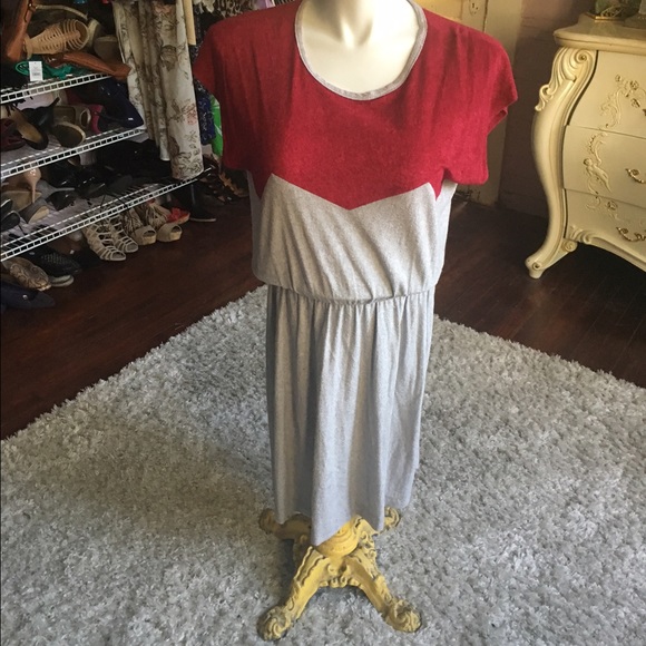 Vintage Terrycloth Dress in Maroon & Grey