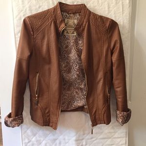 Faux tan leather jacket