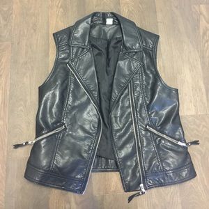 Divided - black faux leather vest - sz 8