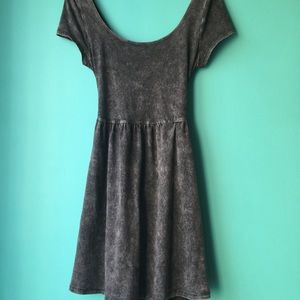 Acid wash skater dress with cross cross back