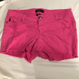 Pink Ripped Jean Shorts