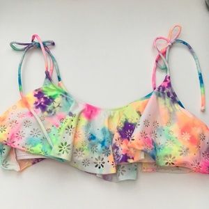 Tie Dyed Ruffle bathing suit top