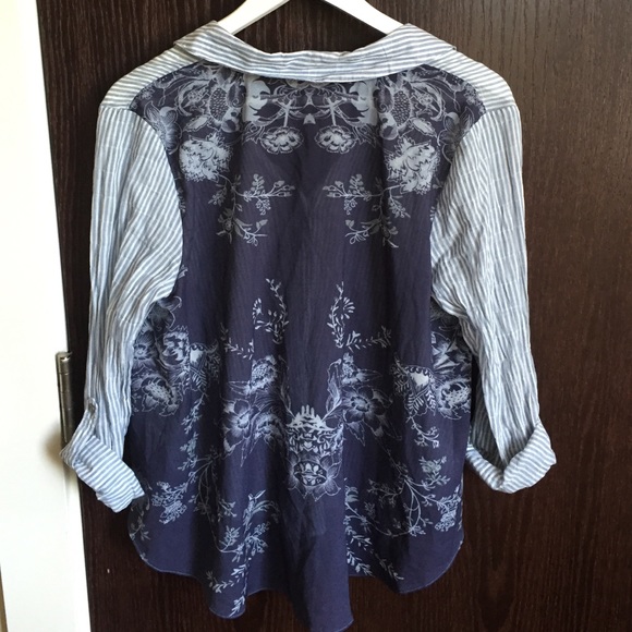 Free People Striped Button Down Top - Picture 2 of 3