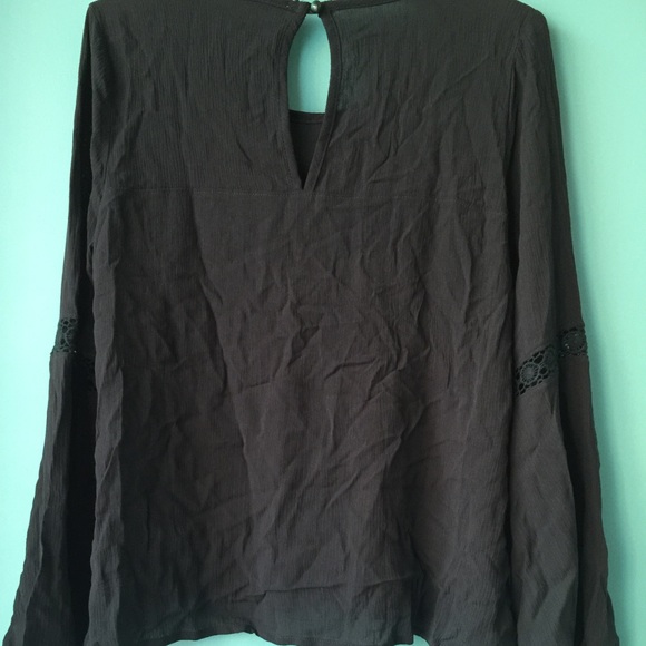 Dark teal colored flowy peasant top - Picture 2 of 2