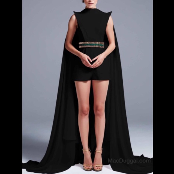 black romper with cape