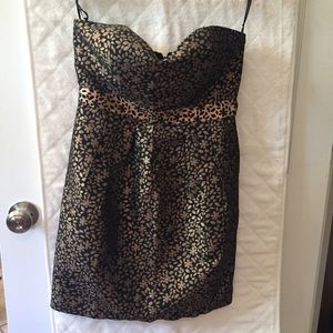 Black and Gold Strapless Cocktail dress NWT