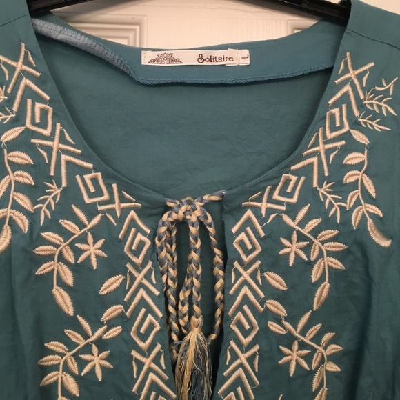 Solitaire boho embroidered top L - Picture 2 of 2