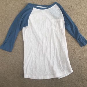 Blue and white baseball tee