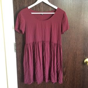 Burgundy Drop-Waist Dress