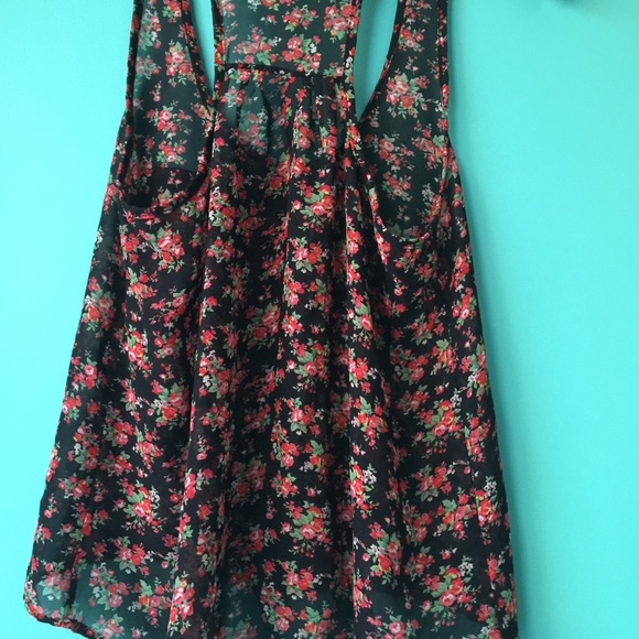 Transparent black floral racer back tank - Picture 2 of 2