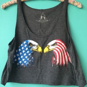 American flag bald eagle crop top