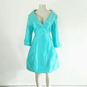 Flores & Flores Aqua Blue Formal Wrap Dress