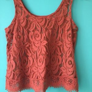 Rusty orange lace crop top
