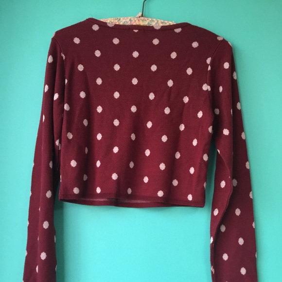 Red with white polka dots crop sweater - Picture 2 of 2