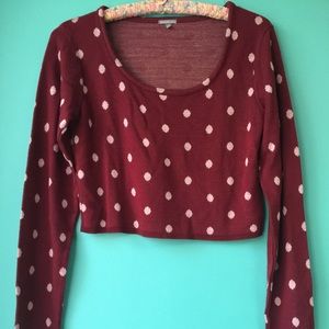 Red with white polka dots crop sweater