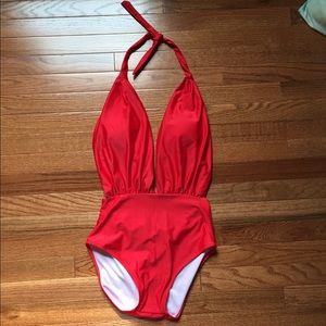 NWOT red backless bathing suit