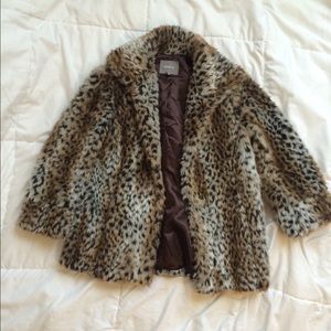 Leopard faux fur coat