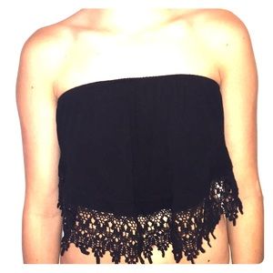 Lace strapless crop top