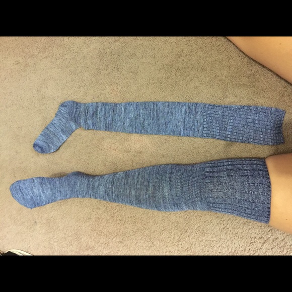 Blue marl thigh high socks - Picture 1 of 1