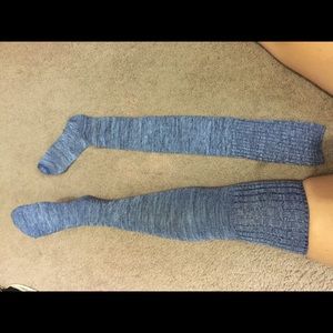 Blue marl thigh high socks