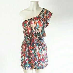 Forever 21 One Shoulder Multicolor Top