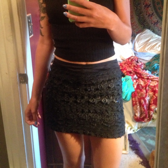 Black lace skirt