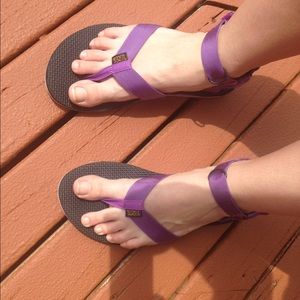 Black and purple Tevas