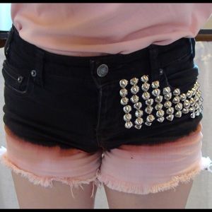 distressed studded shorts