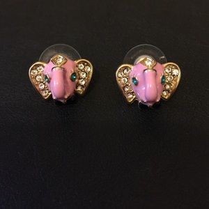 Pink Betsy Johnson Elephant Stud Earrings