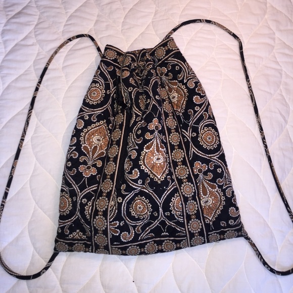 Vera Bradley Backsack in Retired Caffe Latte Print