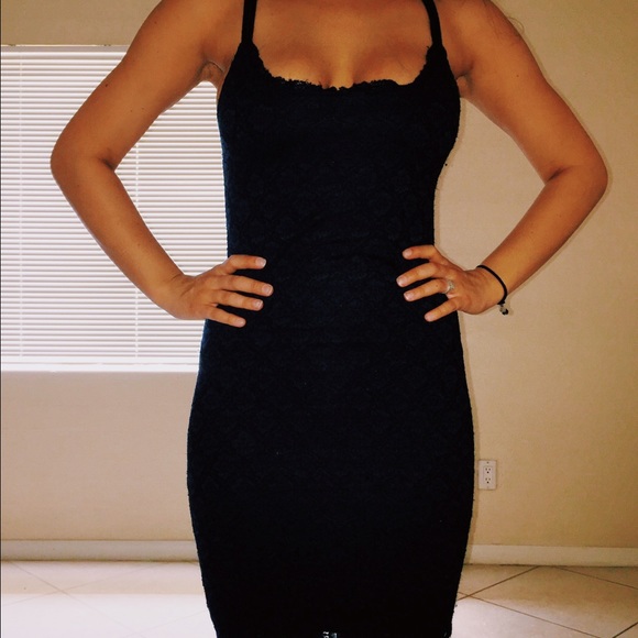 Navy Blue T-length Hollister lace dress NEVER WORN