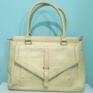 Tory Burch Pale Yellow Snakeskin Print Tote