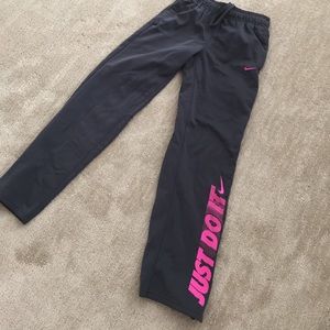 Dark gray with pink Nike Sweats