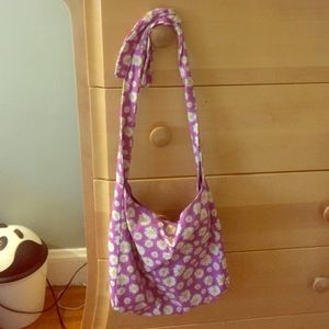 Purple floral shoulder bag