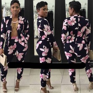 Blazer Pants Suit Floral Set